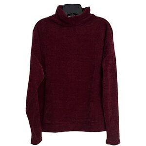 Gaze Mock Turtle Neck Cozy Maroon Wine chenille Sweater. Size Large